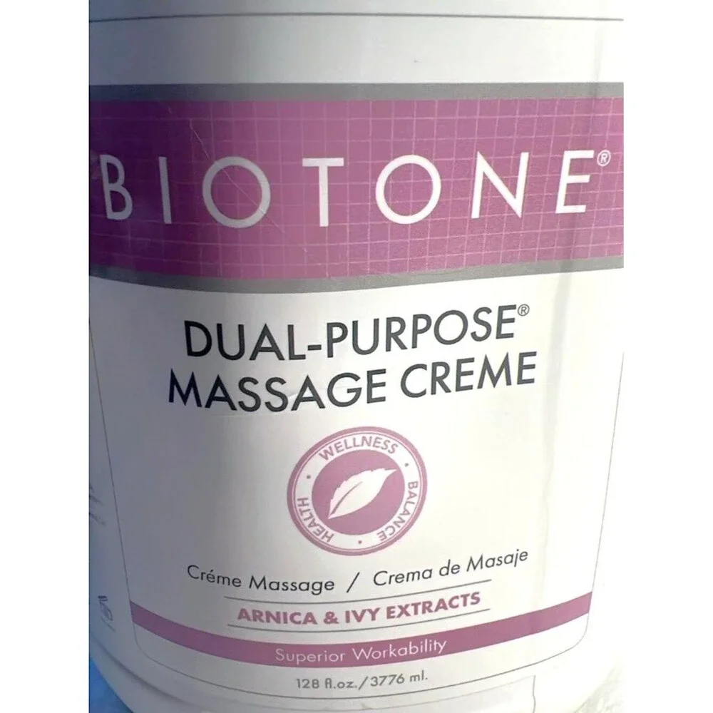 Biotone Dual‑Purpose Massage Creme 128 oz – Arnica & Ivy Extracts – New